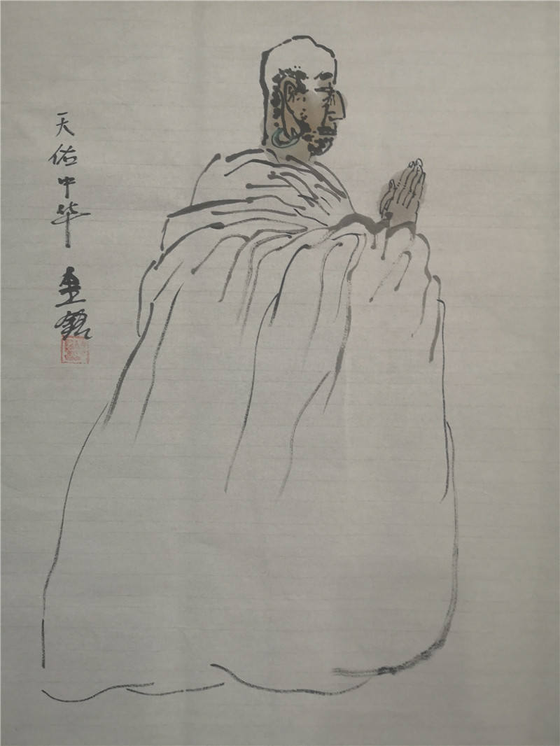 米金銘《天佑中華》國畫（四川省巴蜀畫派促進會供稿）