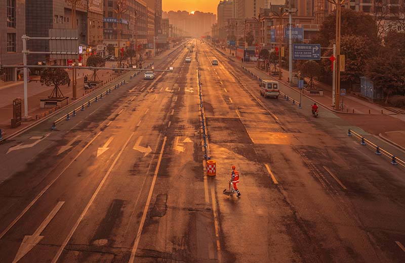 2020年2月12日，資陽市安岳縣陽光下的檸都大道。（張曉春 攝）