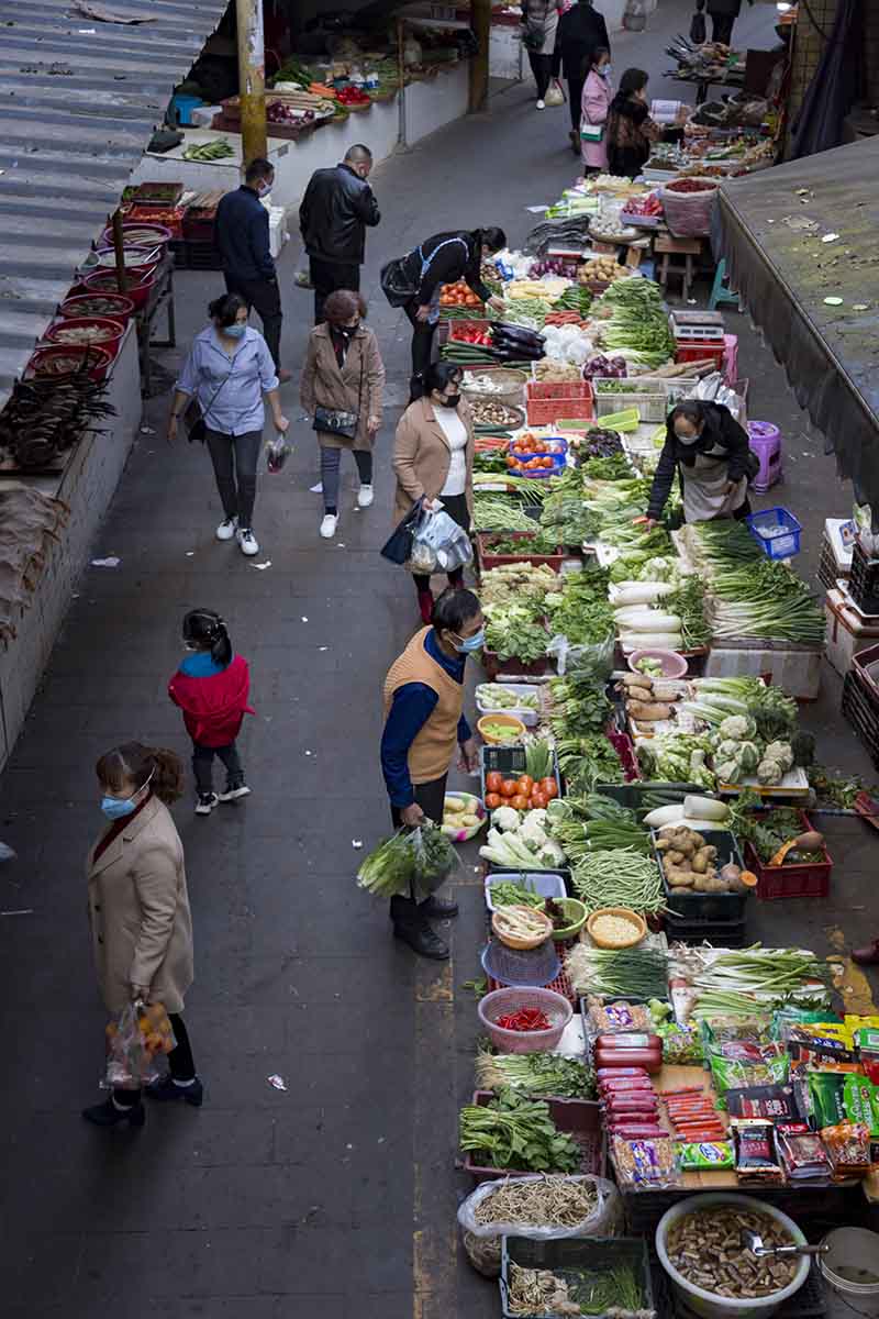 2020年2月29日，瀘州市敘永縣南城菜市場。（劉小紅 攝）