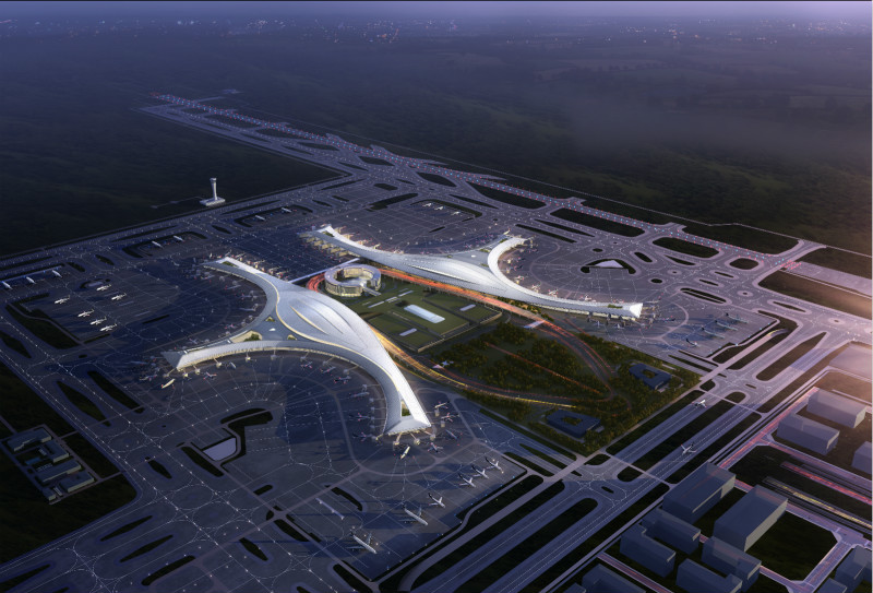 成都天府國際機場效果圖。中建八局供圖