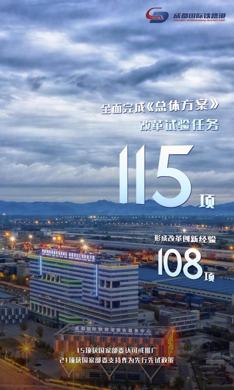 青白江片区形成系列制度创新成果，全面完成115项《总体方案》改革试验任务，形成108项改革创新经验。