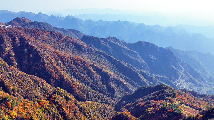 巴山大峡谷景区层林尽染秋意浓，宛如一幅幅山水画卷。宣汉县委宣传部供图