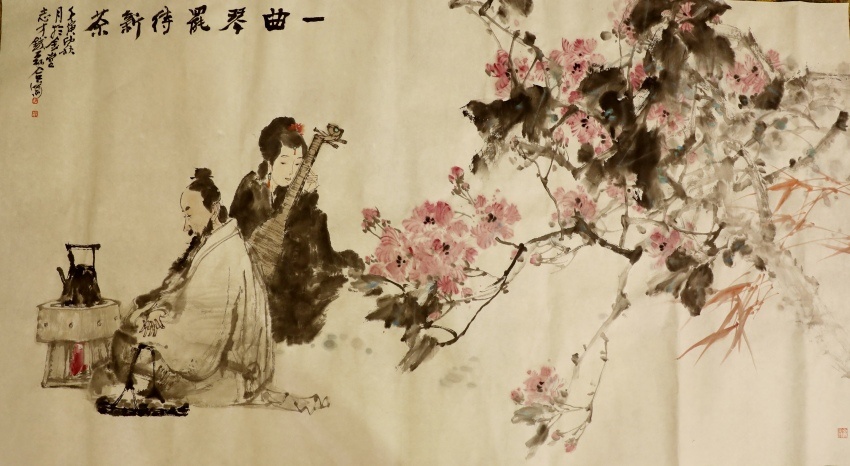 陈志才、钱磊《一曲琴罢待新茶》。金堂县文化体育和旅游局供图
