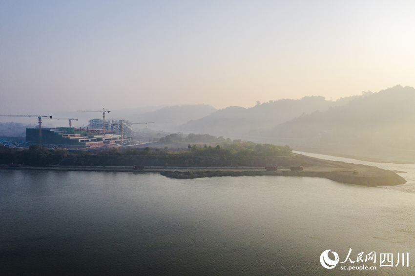 航拍江口沉银博物馆项目施工现场。翁光建摄 