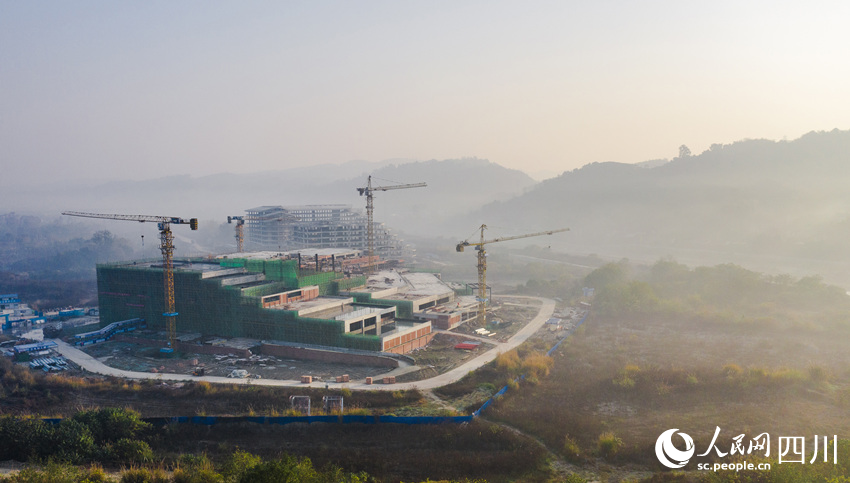 航拍江口沉银博物馆项目施工现场。翁光建摄
