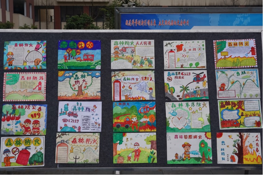 学生们做的森林防火主题手抄报。四川省应急管理厅供图