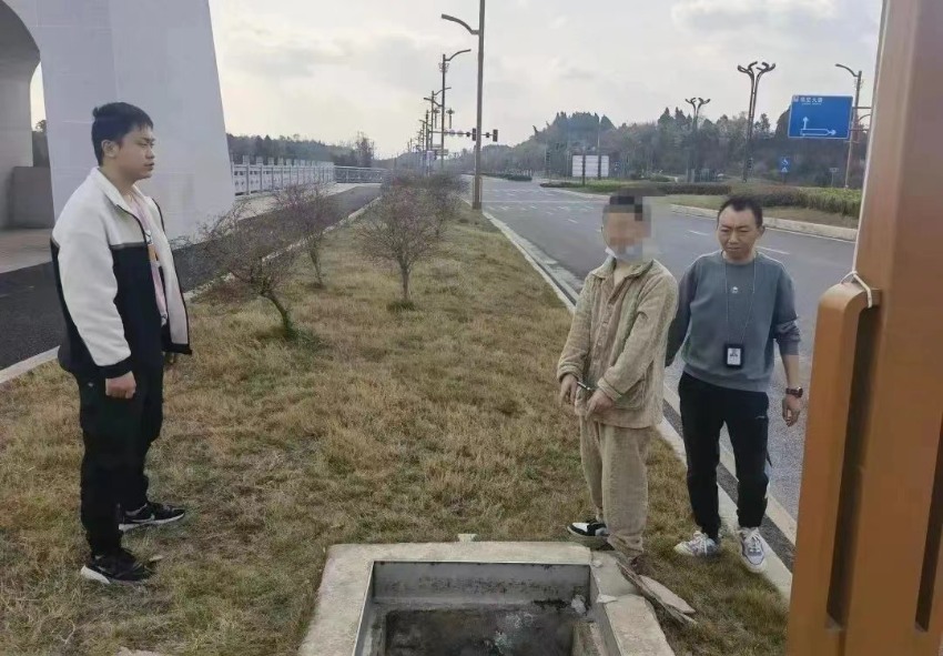 圖為盜竊電纜處。臨空分局供圖