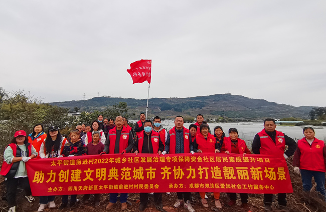 四川天府新区太平街道前进村党委组织志愿者服务队伍，对辖区环境进行全面整治。天府新区太平街道供图