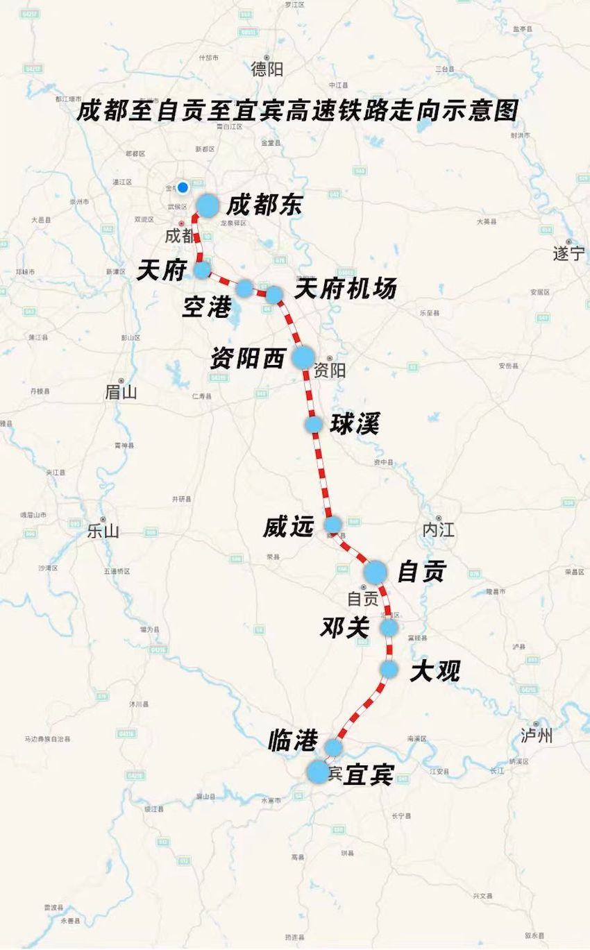 成自宜高鐵線路圖。成蘭公司供圖