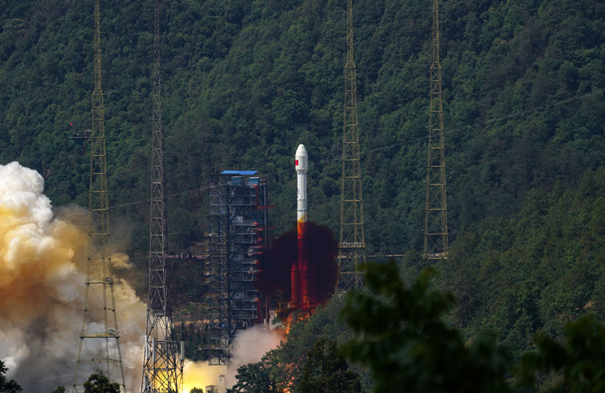 衛星發射現場。西昌衛星發射中心供圖 