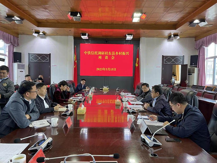 中铁信托调研组与桂东县政府开展乡村振兴座谈。中铁信托供图