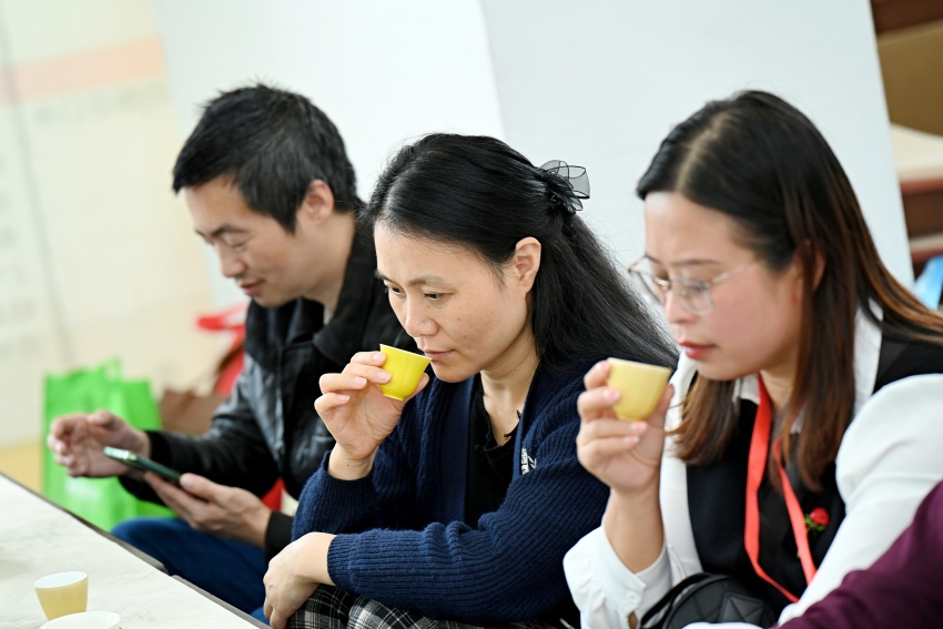 茶博会现场，市民正在品茶。四川省供货商商会供图