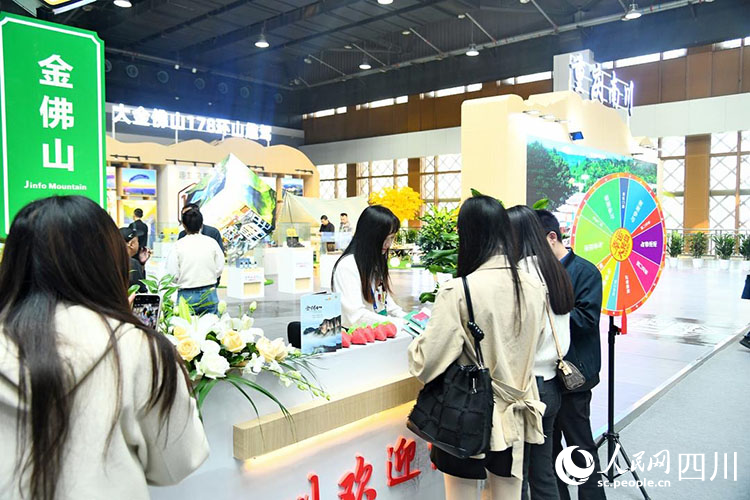 市民游客在南川展台前咨询。人民网记者 王波摄