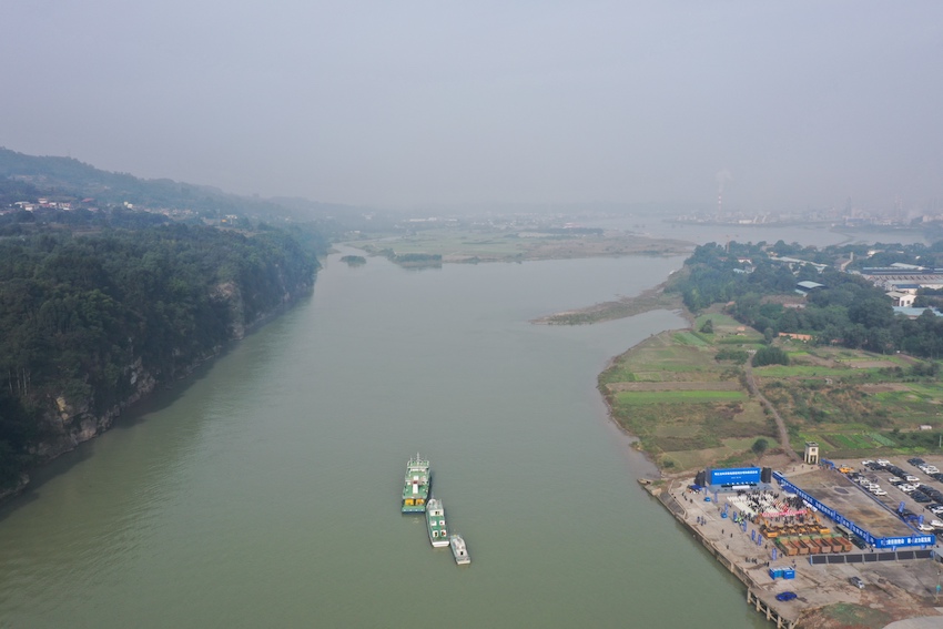該項目整體建設完成后，岷江樂山至宜賓段國家級高等級航道將全線貫通。四川省航務海事中心供圖