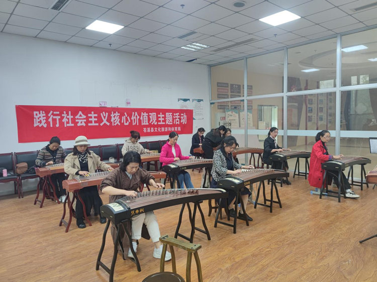 在公共文化服务中心开展古筝培训活动。苍溪县融媒体中心供图