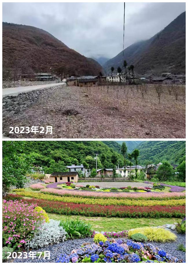 “滩涂变坦途”改造前后对比。四川省委宣传部供图