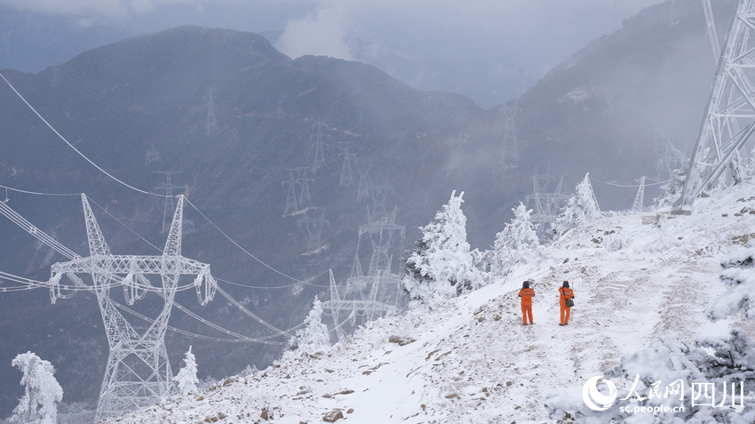 對500千伏康蜀一、二線開展線路覆冰觀測和特巡。李晨萌攝