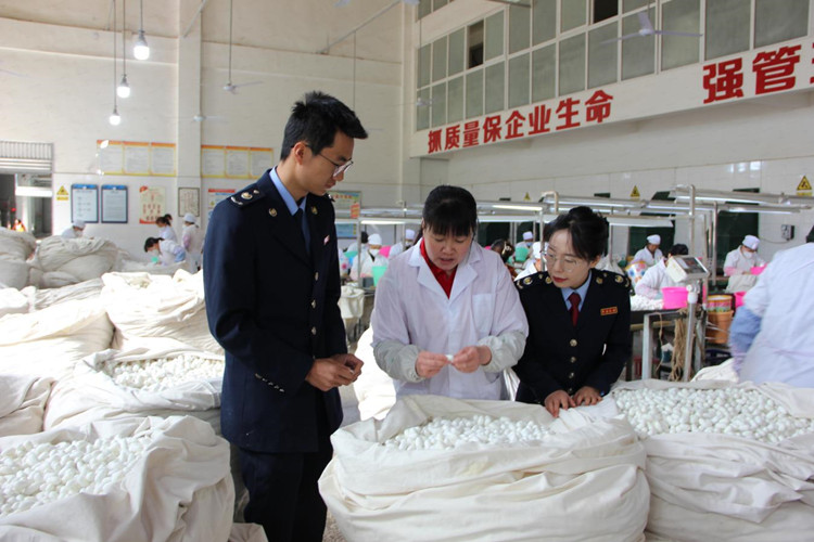 稅務干部了解蠶繭生產情況。涼山州稅務局供圖