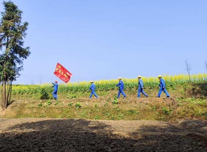 图为巡线人员行走在田间。四川省水电集团供图