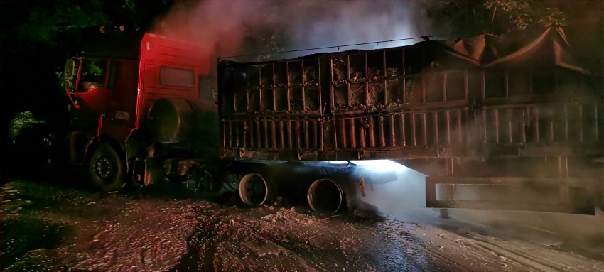 起火的货车。达州市消防救援支队供图