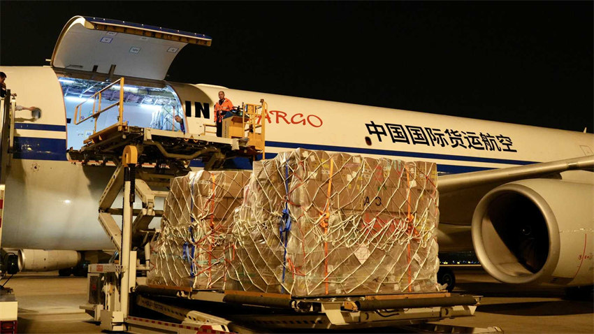 空客A330全货机正在运输货物。双流区委宣传部供图。