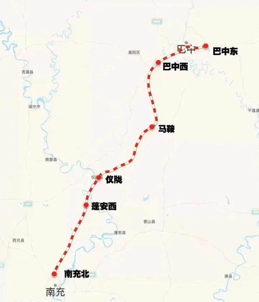 巴南高铁线路图。中国铁路成都局集团有限公司供图