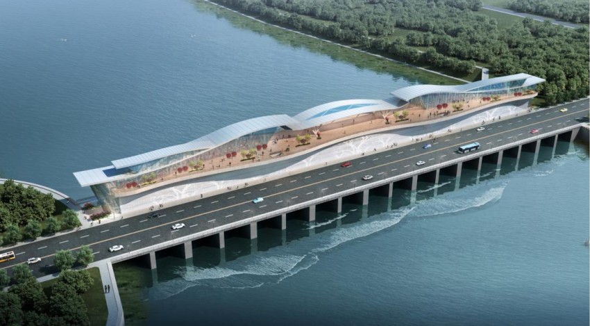 都江堰市城区河段二号拦河闸工程效果图。农发行都江堰市支行供图