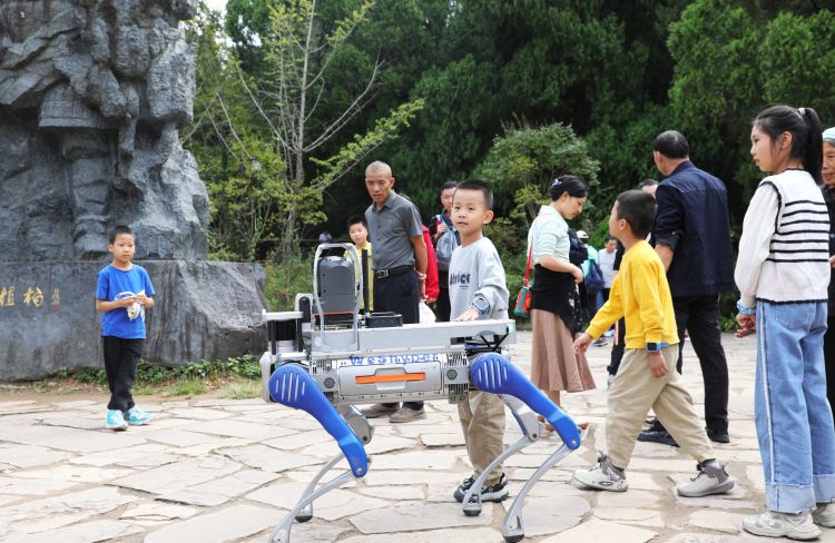 AI機器狗在翠雲廊巡邏。高志農供圖