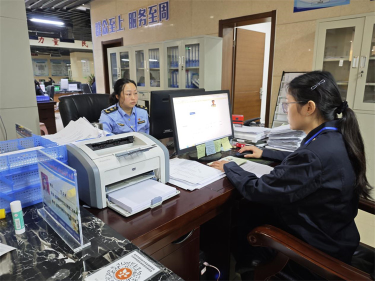 正在为群众办理业务的李兰兰（左）。叙州区融媒体中心供图