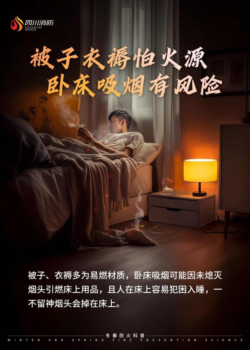 四川消防发布冬春防火科普AIGC海报。四川省消防救援总队供图
