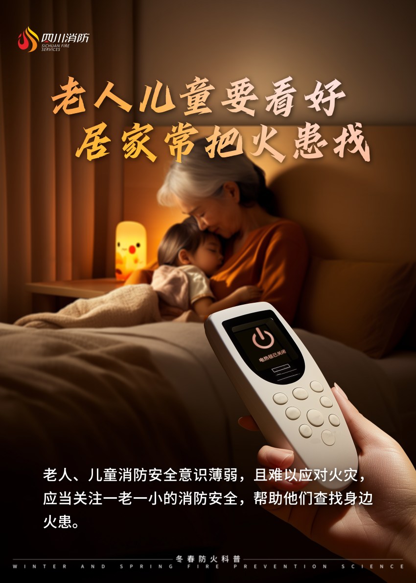 四川消防发布冬春防火科普AIGC海报。四川省消防救援总队供图