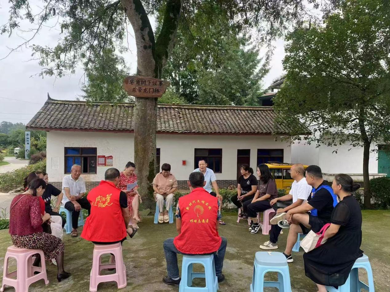 邛崃市平乐镇关帝村就宜居康养旅游新村打造进行议事协商。邛崃市委社会工作部供图