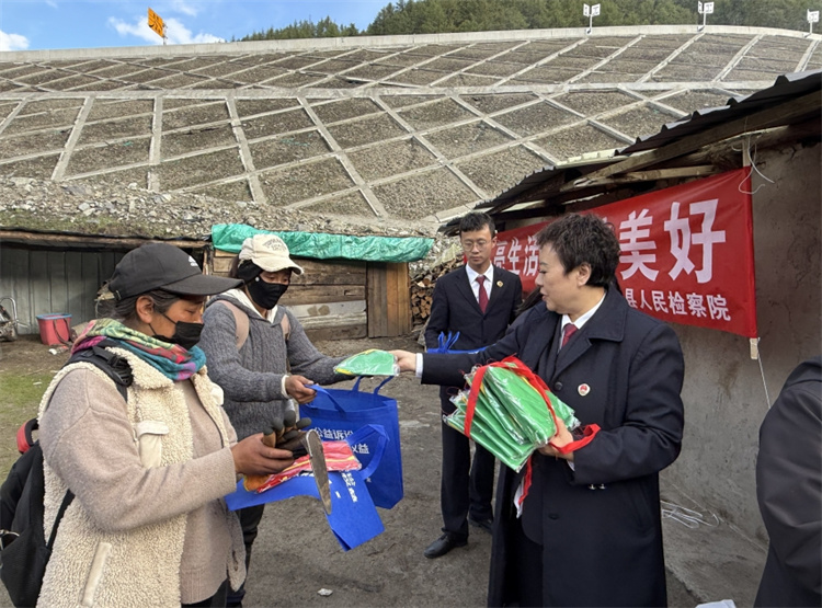 发放普法宣传资料。九龙检察院供图