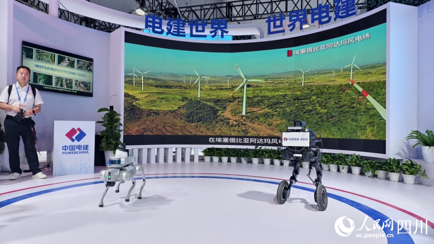 中國電建在西博會設置的“電建世界 世界電建”主題特裝展位。人民網 趙祖樂攝