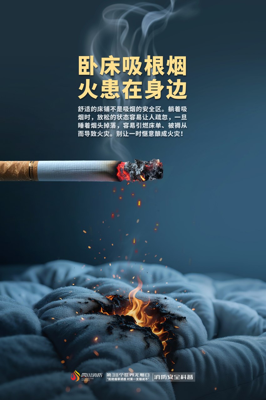 不卧床吸烟。四川省消防救援总队供图