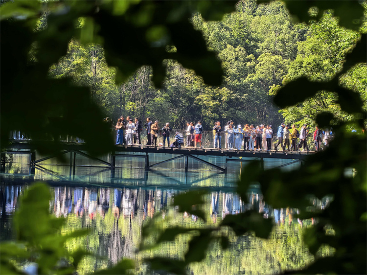五花海景點的游客。九管局供圖
