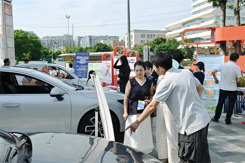 经销商向市民介绍新车。郑栋梁供图