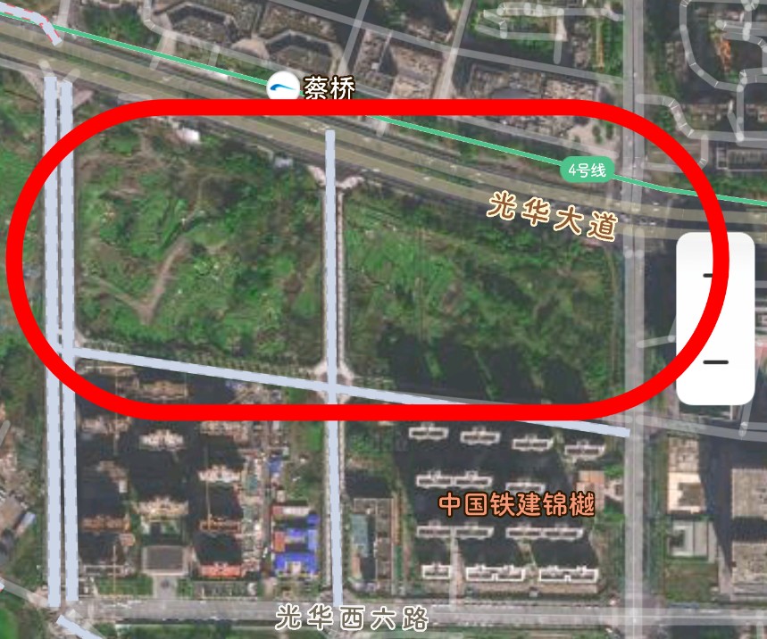 手機地圖上的衛星圖顯示的青羊大悅城。鄭棟梁供圖