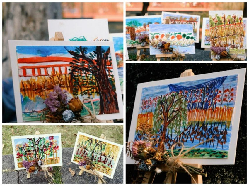 同學們的部分畫作展示。彭堃、鄭蘇倩攝