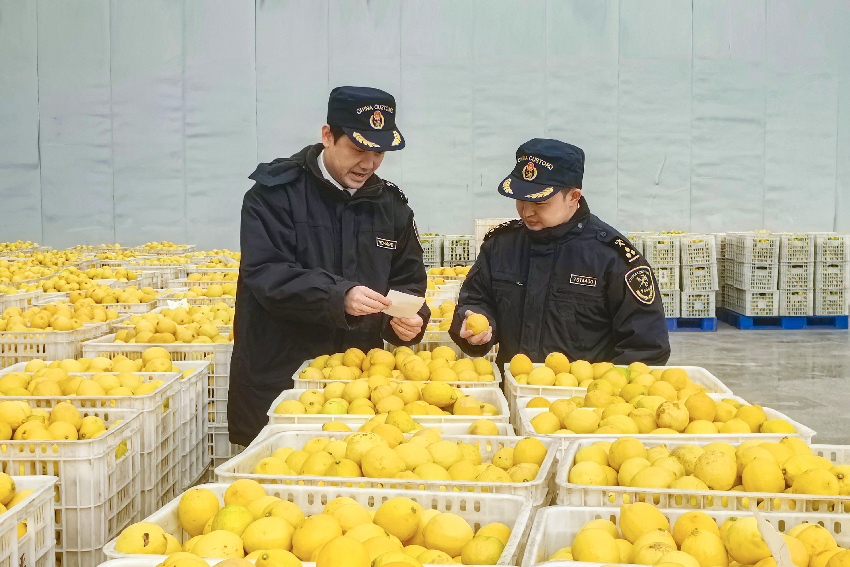 海关关员查验出口跨境电商货物。成都海关供图