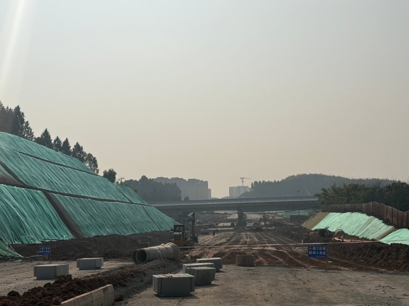 建设中的迎宾大道。简阳市融媒体中心供图