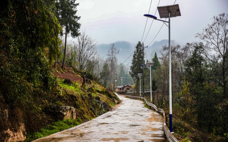 村社道路上的太阳能路灯。宣汉县委宣传部供图