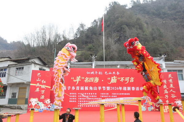 庙子乡精彩舞狮表演。马发海摄