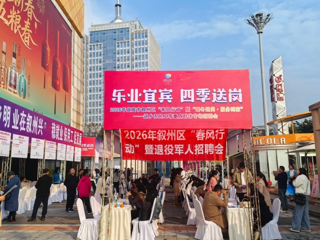 叙州区“春风行动”暨退役军人招聘会现场。宜宾市退役军人事务局供图