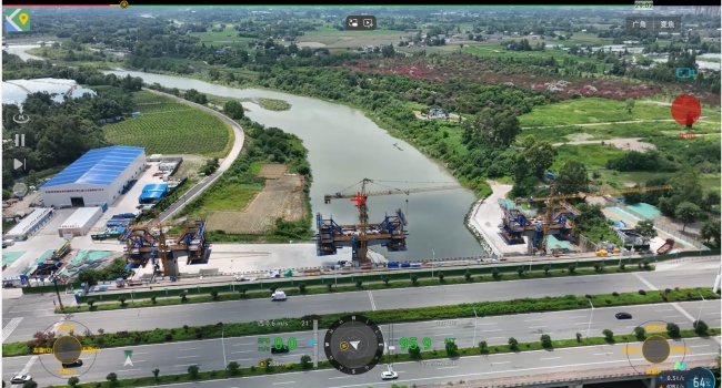 无人机拍摄的成德线施工画面。成都轨道集团供图