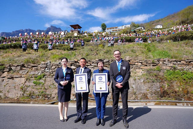“世界海拔最高的古茶园”与“最大规模的藏汉彝茶山锅庄”两项纪录正式载入世界纪录大全。主办方供图