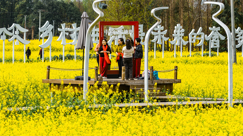 市民游客打卡。崇州市融媒体中心供图