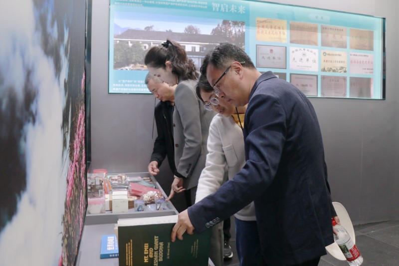 市民游客观看乐山申报世界遗产的历史档案。乐山市融媒体中心供图