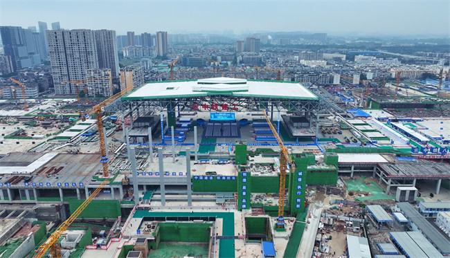 俯瞰成都火车北站扩能改造工程项目。四川省住房和城乡建设厅供图