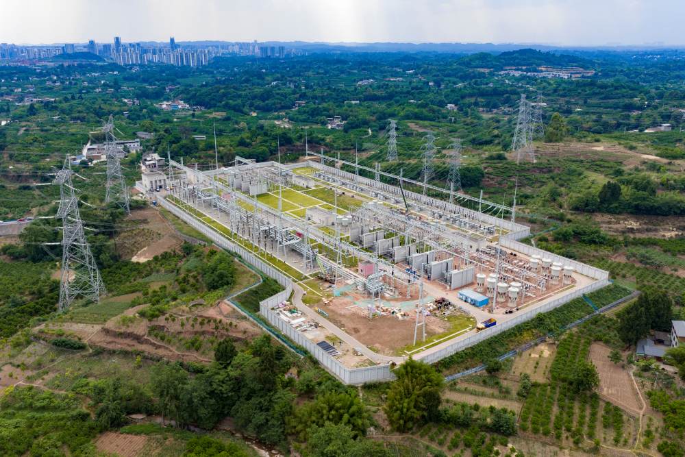 成都大林500千伏变电站扩建工程全景。陈红梅摄